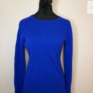 Women's 100% Cashmere Charter Club Royal Blue Long Sleeve Sweater Blouse SZ M
